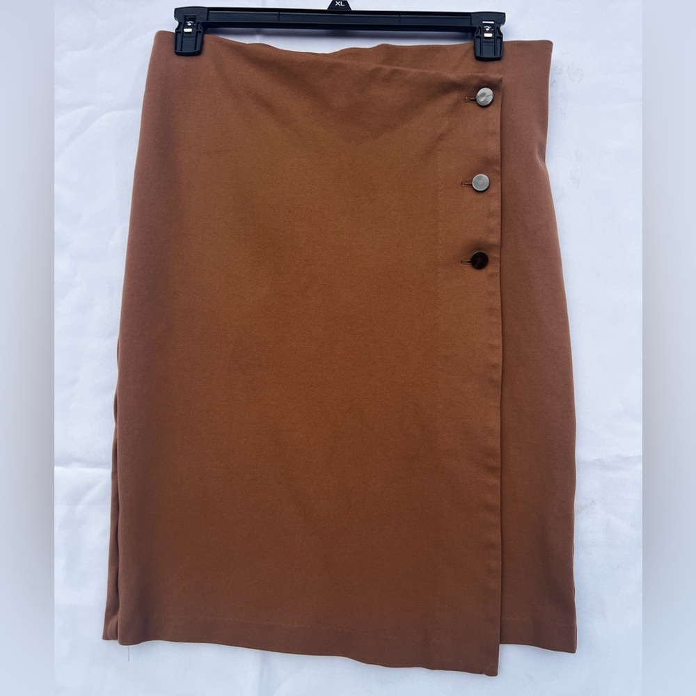 Rachel Zoe Skirt Womens Sz:M Pencil Wrap Knee Midi Stretch Button Office Casual